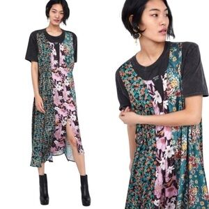 Zara “My Own Muse” Gray Asymmetrical Sewn-in Tee Sundress Casual Short Sleeve